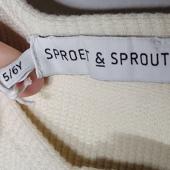Sproet and Sprout NWT Kids 5/6 waffle knit Night Jungle Cream Long Sleeve - Picture 4 of 7